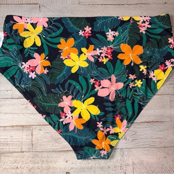 Old Navy Women's Size 3X Black Tropical High-Rise Classic Bikini Swim Bottom - Picture 12 of 13